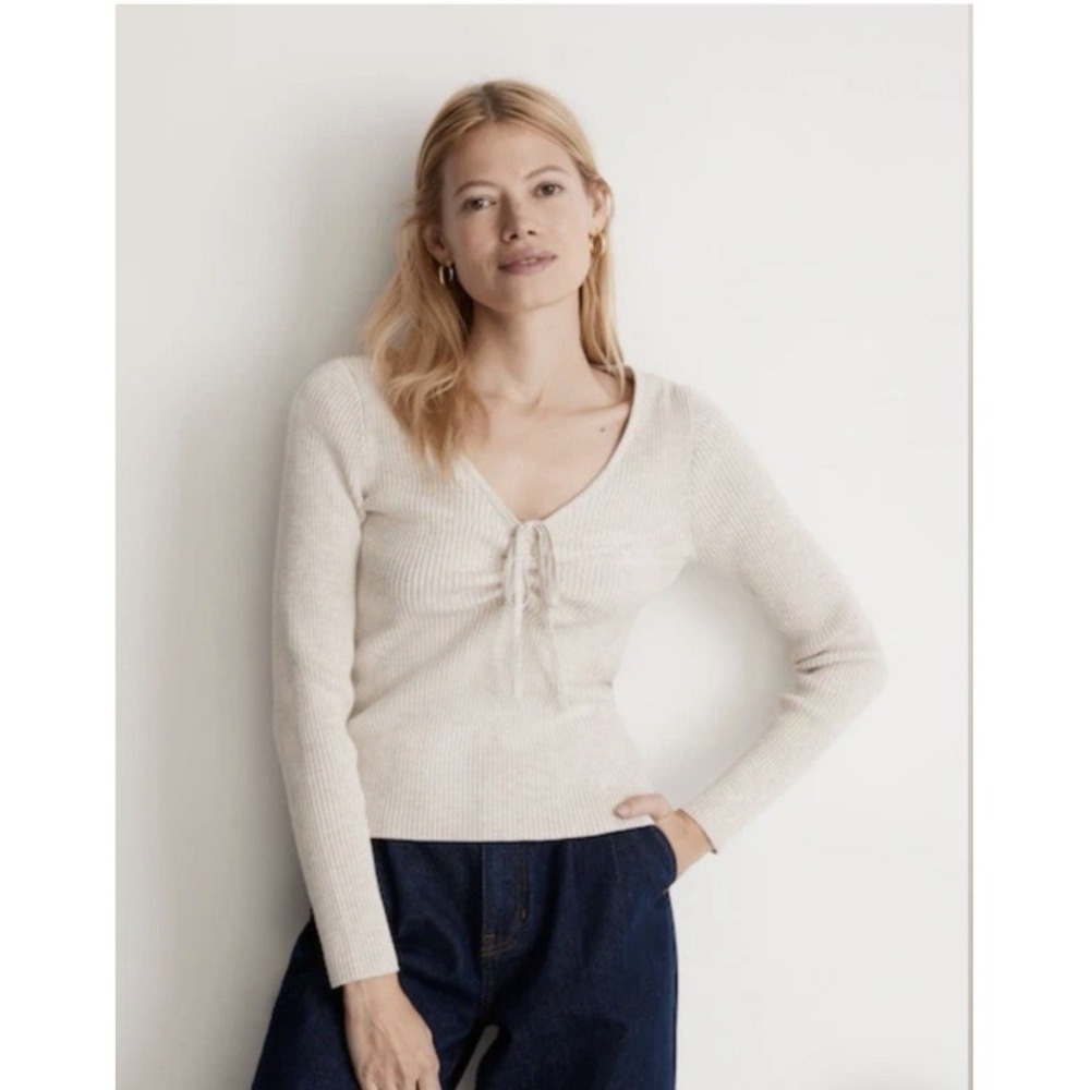 Madewell Riverbend Cinched Pullover Sweater SZ XXL Heather Stone Minimal Neutral